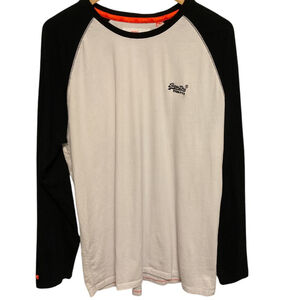 Superdry vintage essentials logo baseball raglan T-Shirt,White & Black, Japan 3X